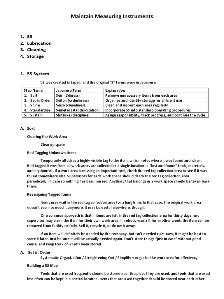 Maintain Measuring Instruments PDF Business