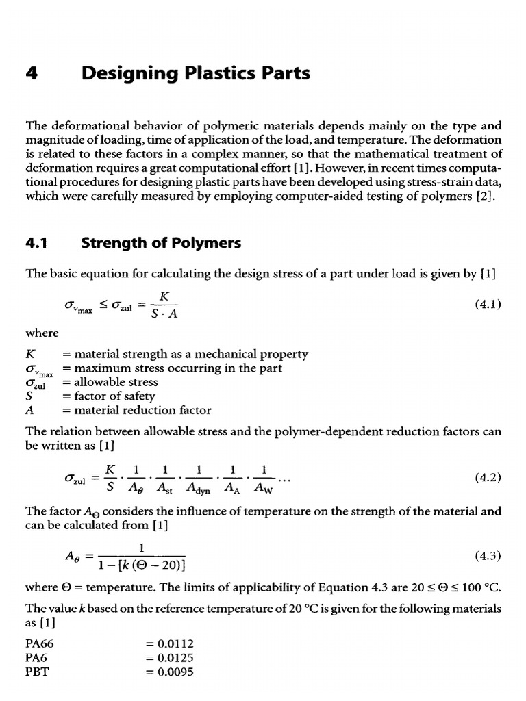 Designing Plastic Parts: Key Formulas | PDF | Deformation (Engineering ...