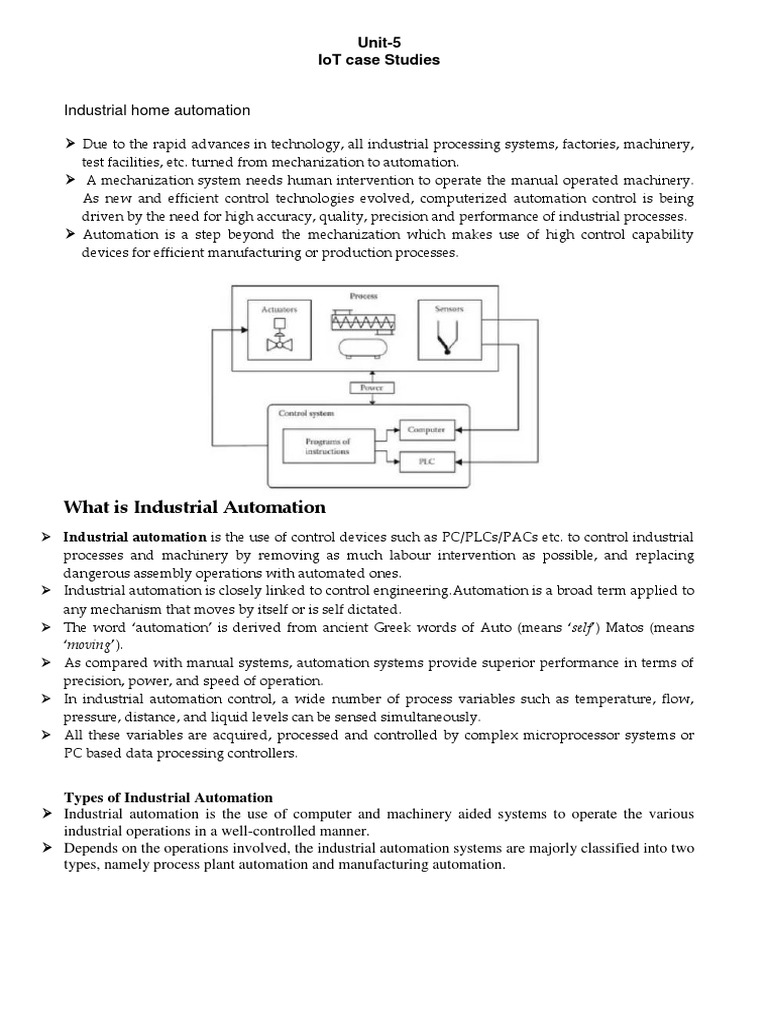 IoT r19 Unit 5 PDF Automation Sensor