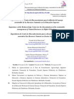 Importancia de Los Centro de Bioconocimiento para La Difusión Del Manejo Sustentable de Los Recursos Naturales en La Educación Superior