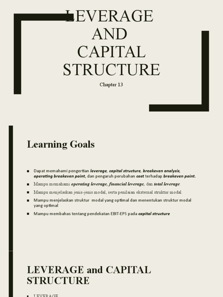 Chapter 13 PDF Capital Structure Financial Capital