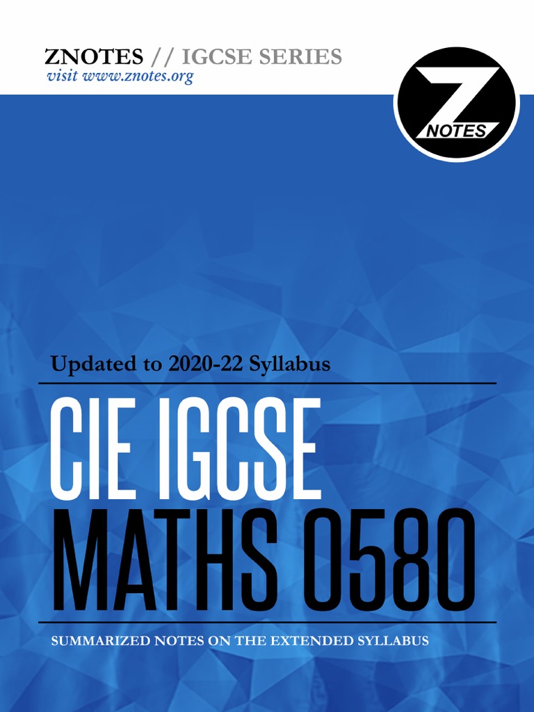 Cie igcse maths 0580 v3 znotes pdf