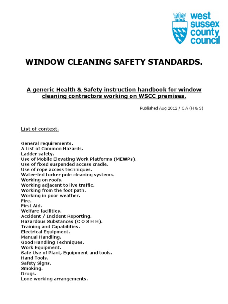 Window Cleaning Safety Standards July 2012 PDF