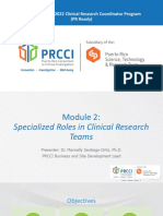 MODULE 2 Fall CRC 2022 Specialized Roles in Clinical Research Teams
