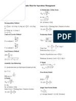 Formulae Sheet of OM