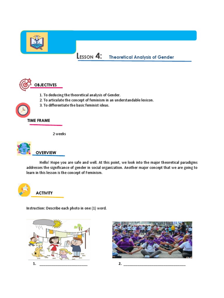 Lesson 4 Theoretical Analysis of Gender PDF Gender Studies Feminism