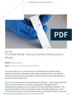 The Water Break Test As A Surface Measurement Gauge