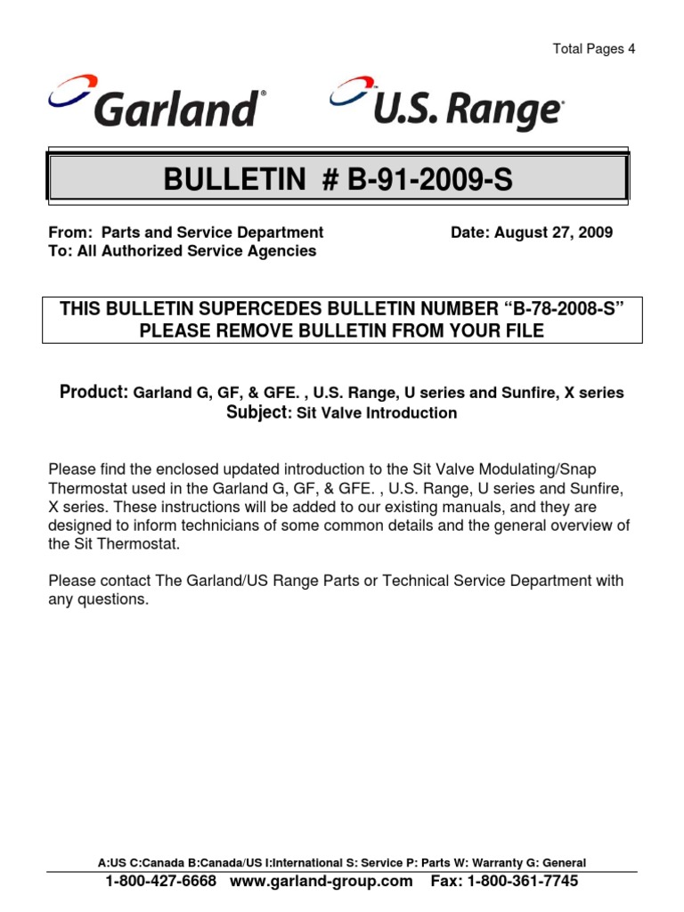 Sit Valve Calibration Guide for Garland | PDF | Mechanical Engineering ...