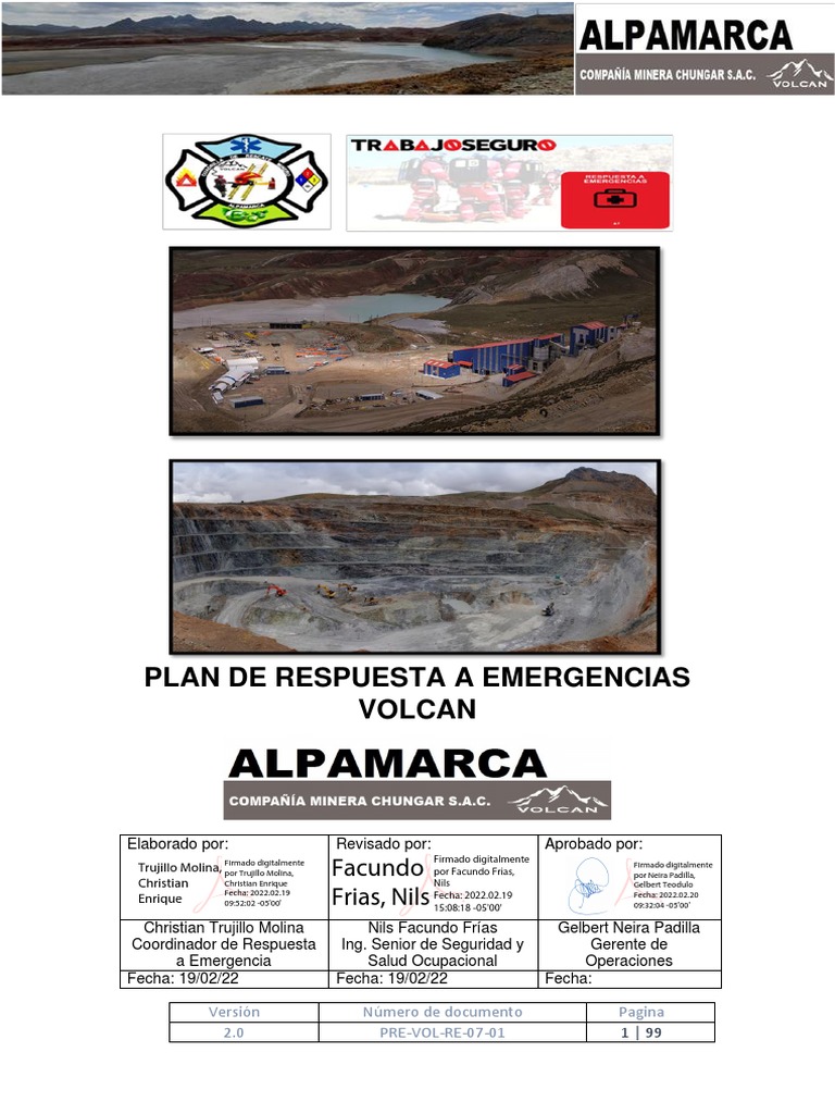 Plan de Respuesta A Emergencia 2022 | PDF | Minería | Seguridad y salud ...