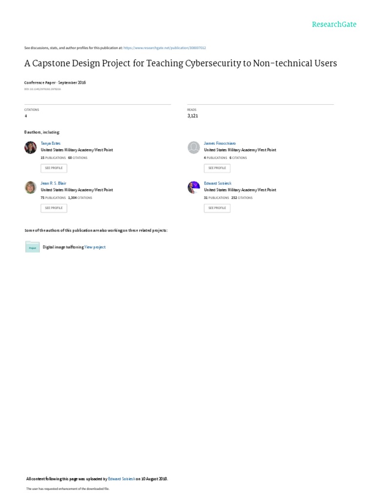 A Capstone Design Project For Teaching Cybersecurity To NonTechnical