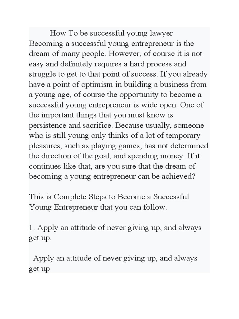 How To Be Successful Young Lawyer PDF Entrepreneurship Goal