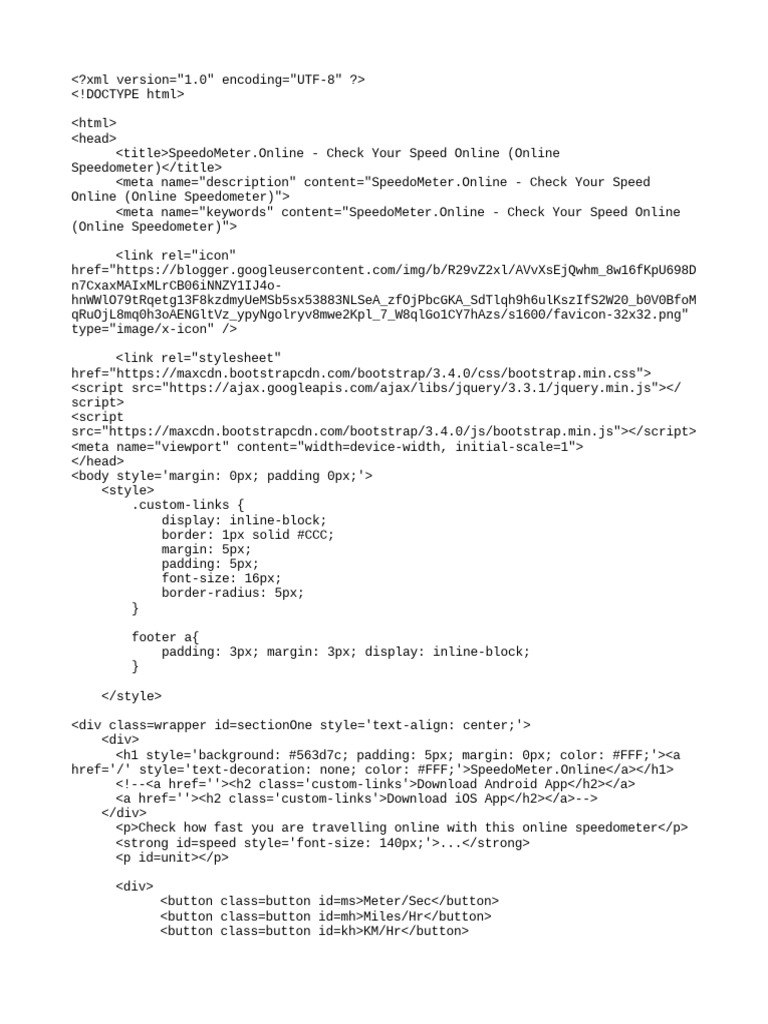 Online Speedometer Tool Script PDF