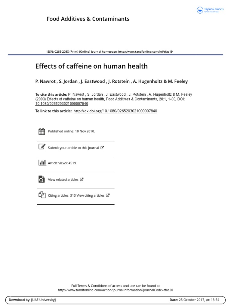 Caffeine's Impact on Human Health | PDF | Caffeine | Cardiovascular ...