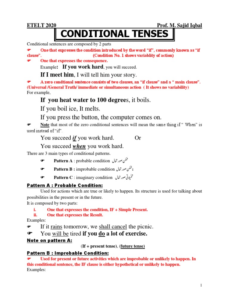 Conditional Tenses | PDF | Syntax | Language Mechanics