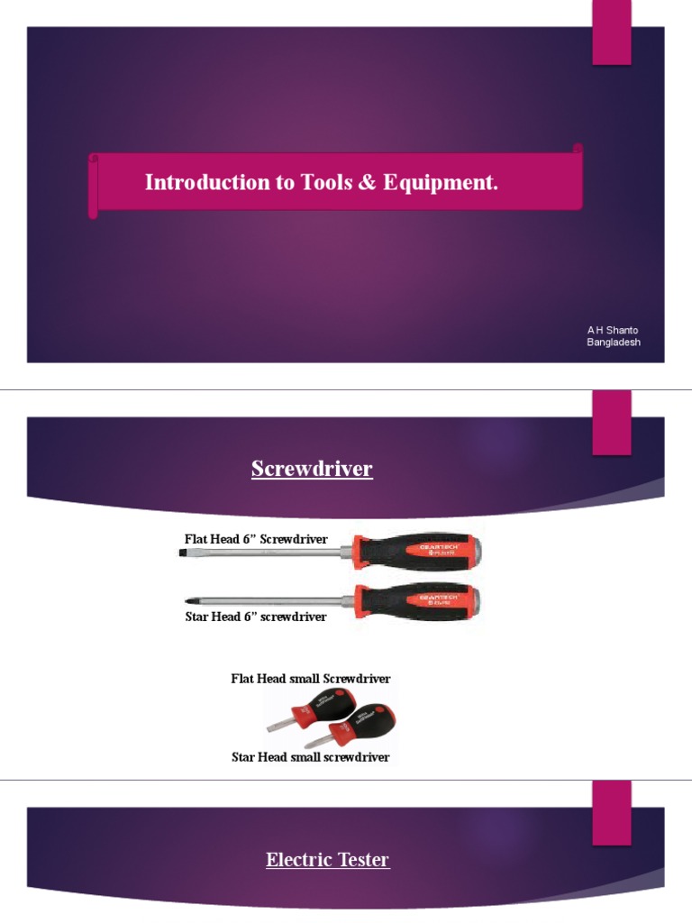 Introduction To Tools & Equipment PDF
