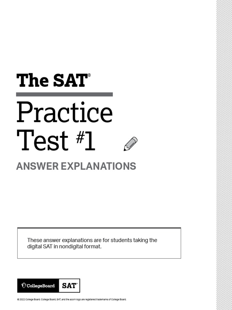Sat Practice Test 1 Answers Digital | PDF | Verb | Grammar