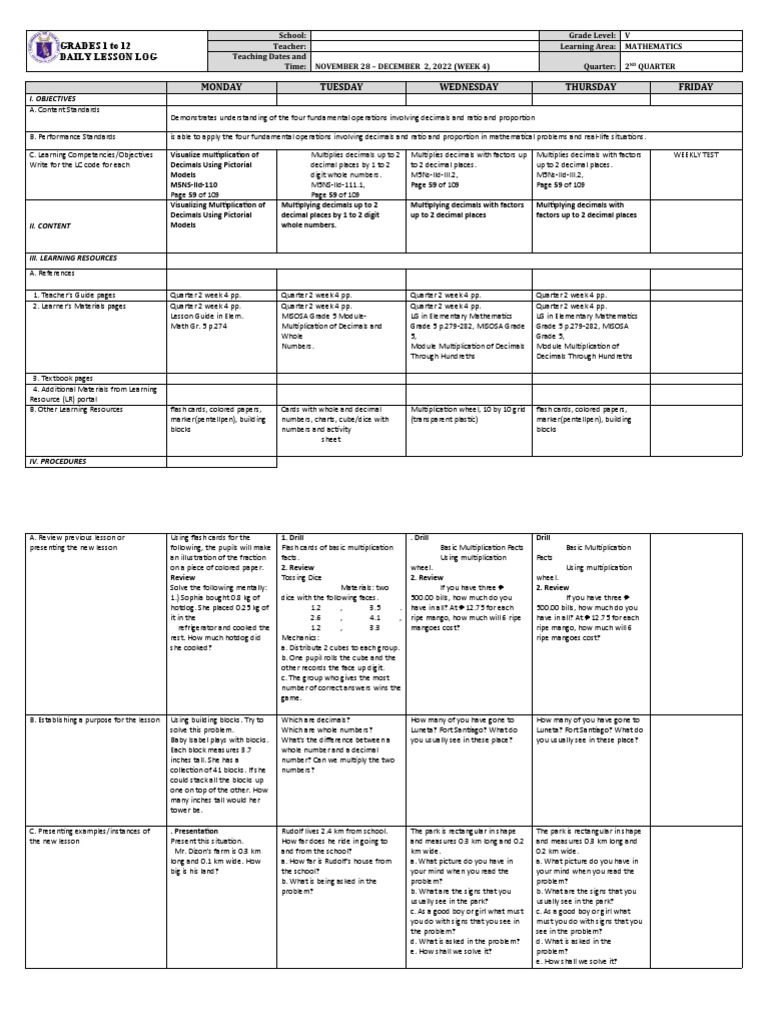 Grade 5 Math Lesson on Decimals | PDF