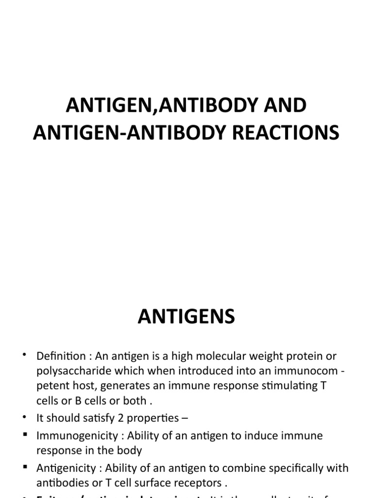 Antigen, Antibody and AntigenAntibody Reactions PDF Antibody Elisa