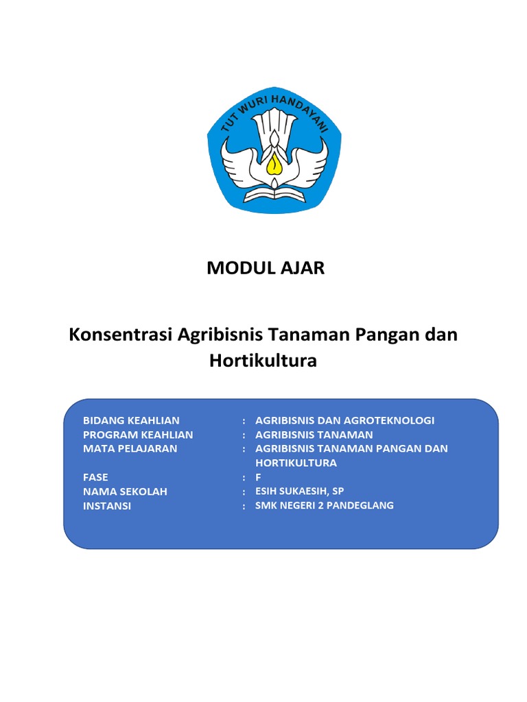 Modul Ajar Agribisnis Tanaman Pangan Dan Hortikultura Pembibitan