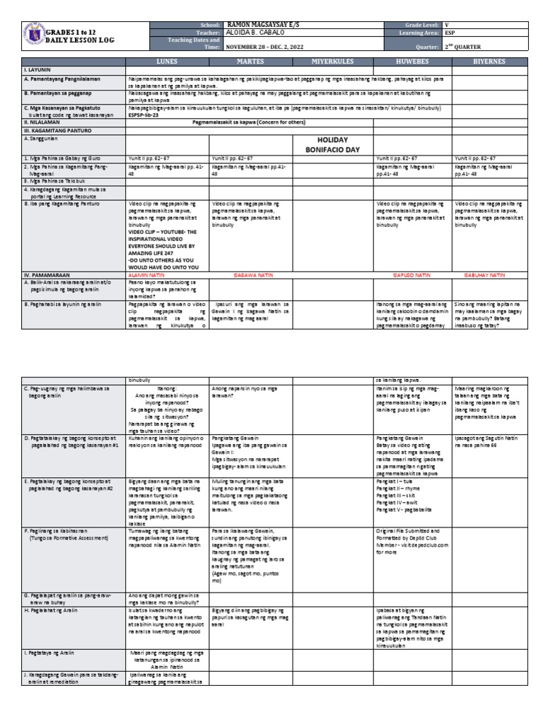 DLL - Esp 5 - Q2 - W2 | PDF