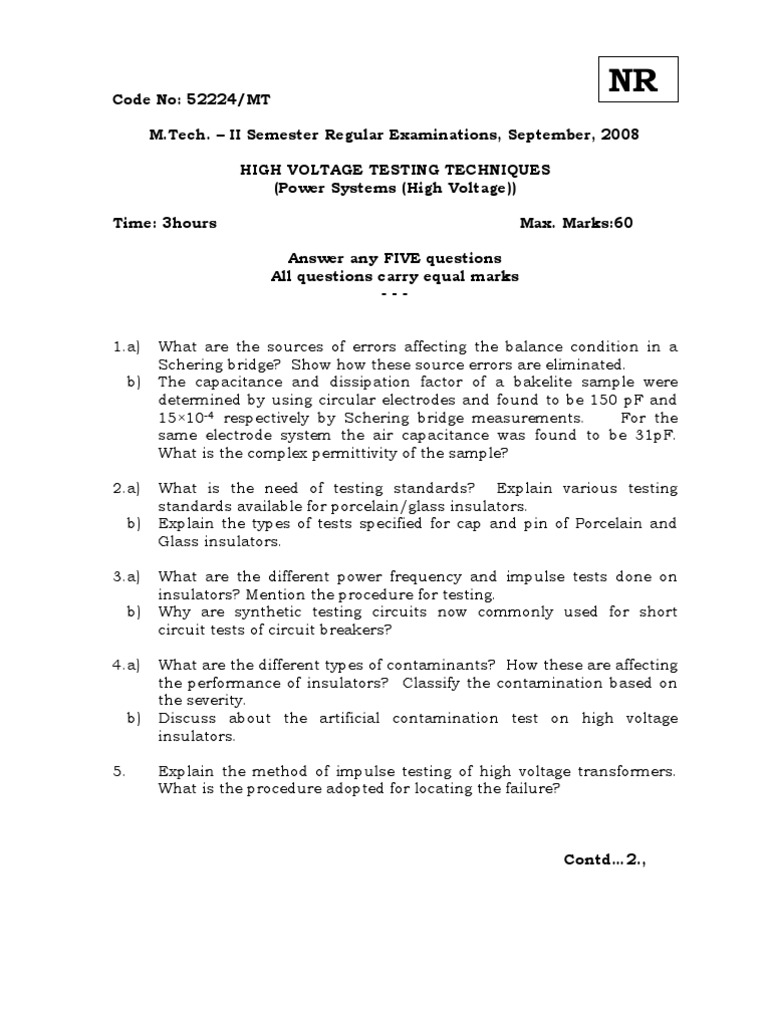 52224mt High Voltage Testing Techniques PDF High Voltage Capacitor