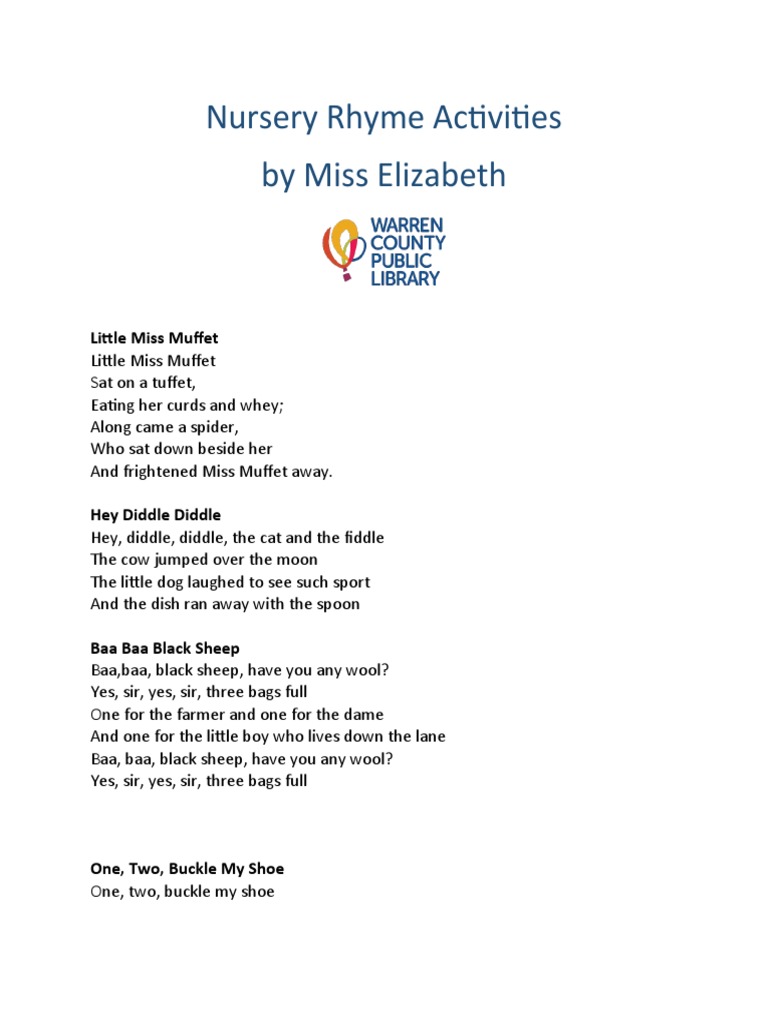 Nursery Rhymes | PDF | Children's Songs | Rhyme