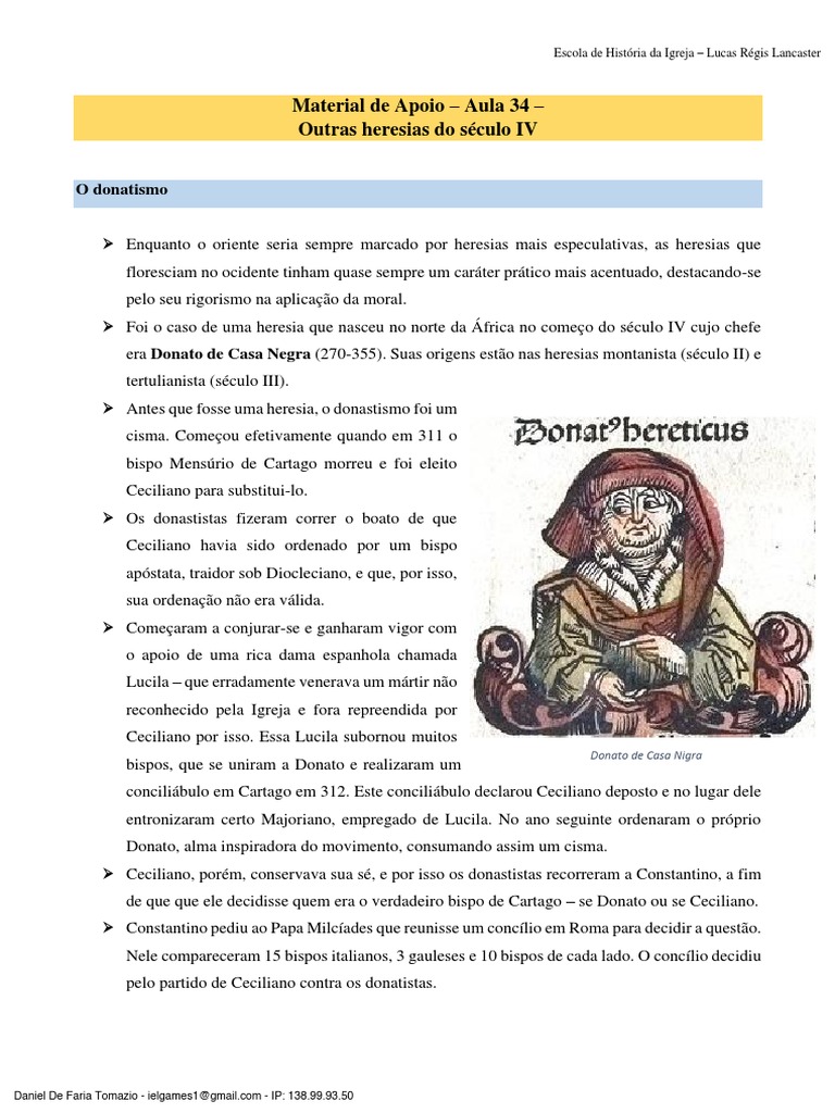 Heresias do Século IV: Donatismo e Macedonianismo | PDF | Igreja ...