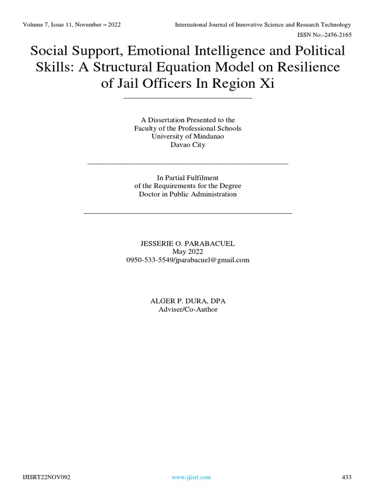 Resilience Factors for Jail Officers | PDF | Emotional Intelligence ...