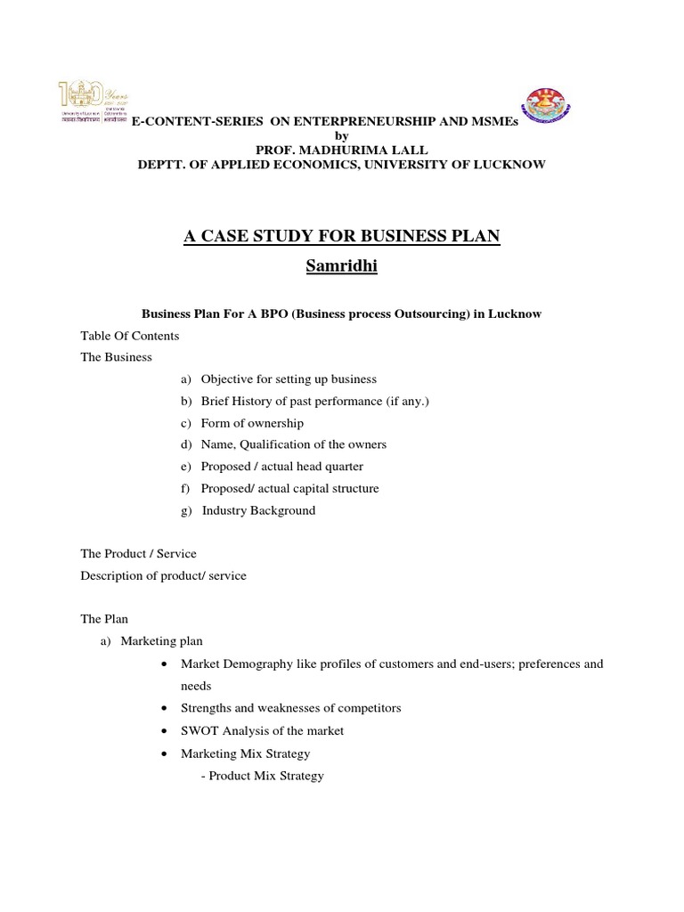bpo business plan pdf