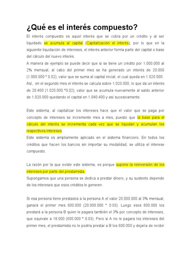 Qué Es El Interés Compuesto | PDF | Interés | Interés compuesto