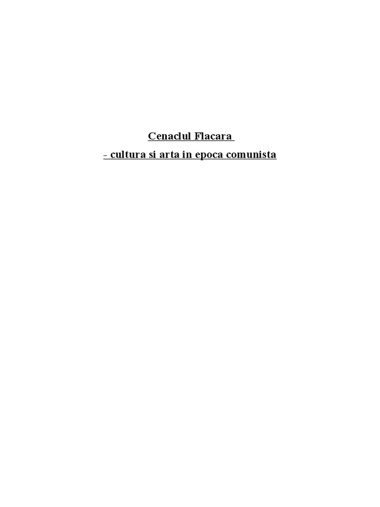 Cenaclul Flacara - Cultura Si Arta in Epoca Comunista | PDF