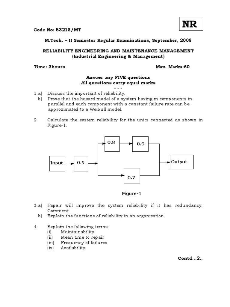 Reliability Engineering Exam Overview | PDF | Reliability Engineering ...