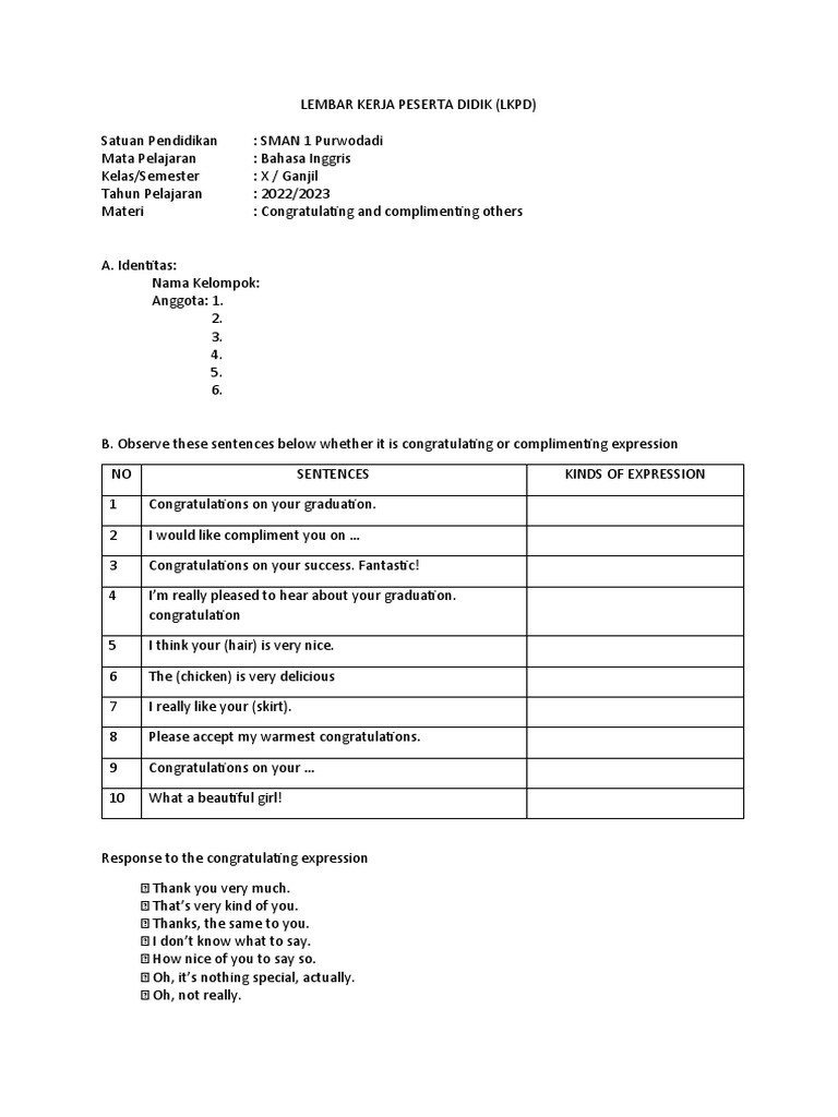 LKPD 3.2 Tindakan Memberi Ucapan Selamat Dan Memuji Bersayap | PDF