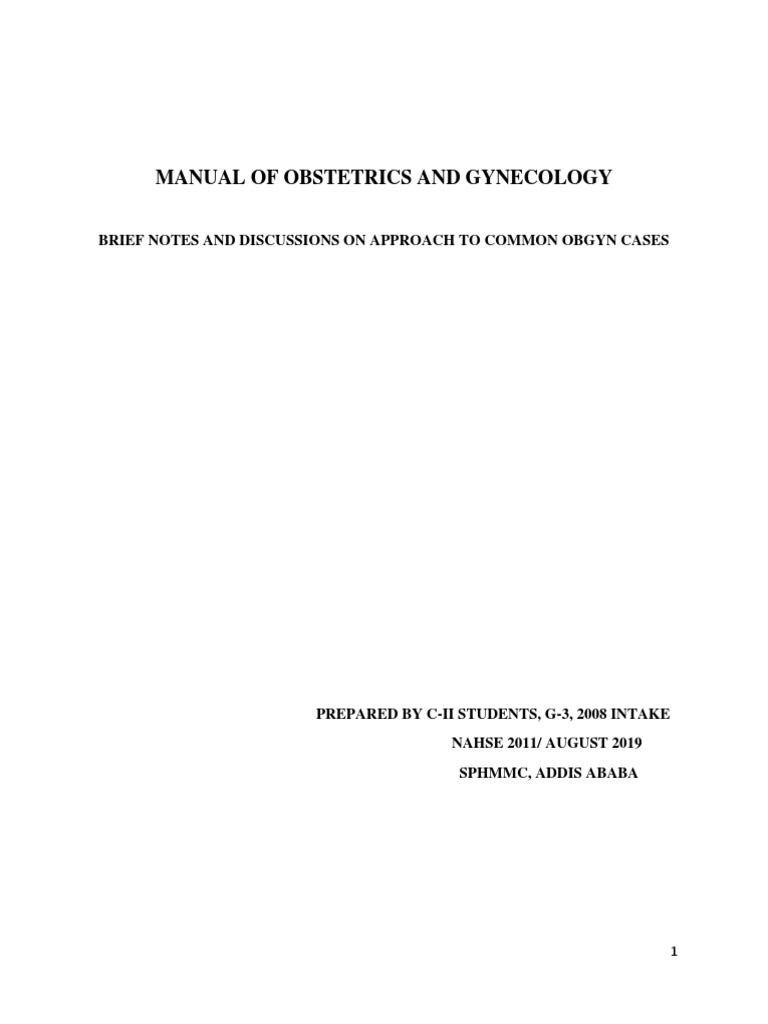 OBSTETRICS AND GYNECOLOGY HANDBOOK intelligence overview