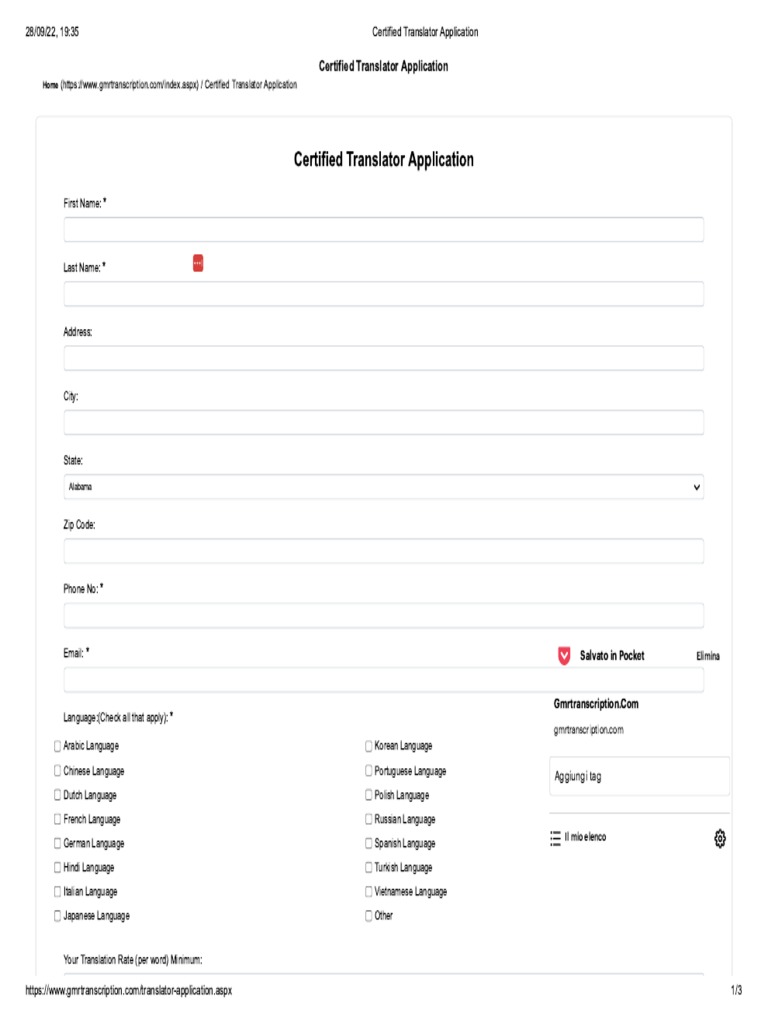 Certified Translator Application PDF