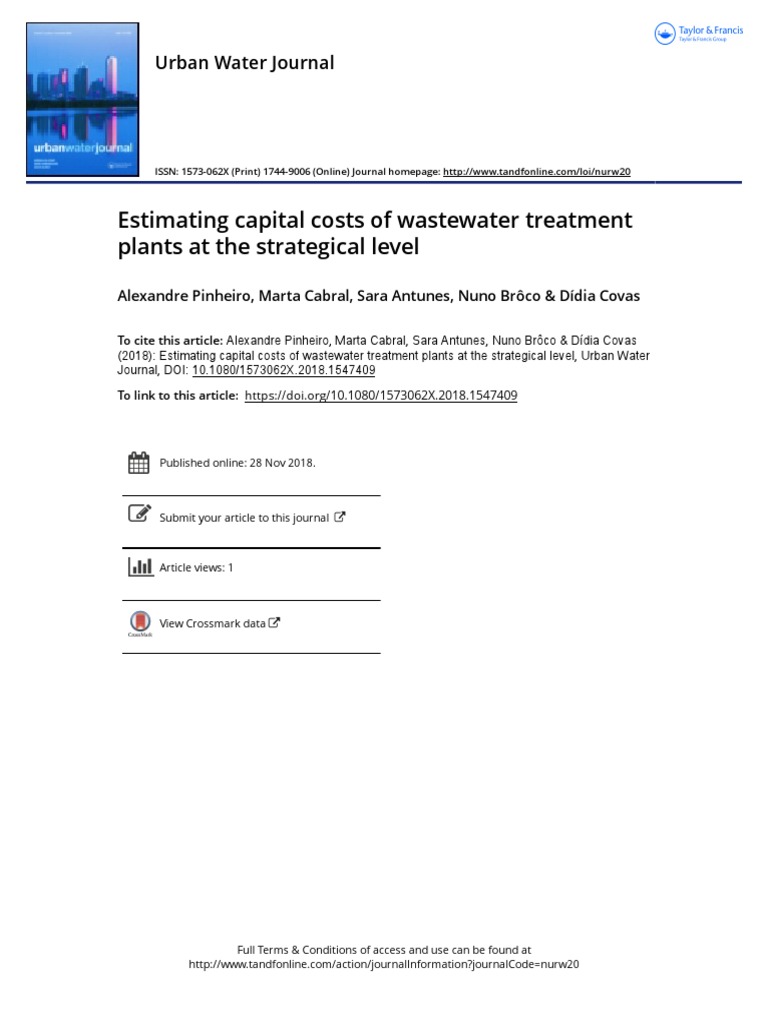 Estimating Capital Costs of Wastewater Treatment Plants at The