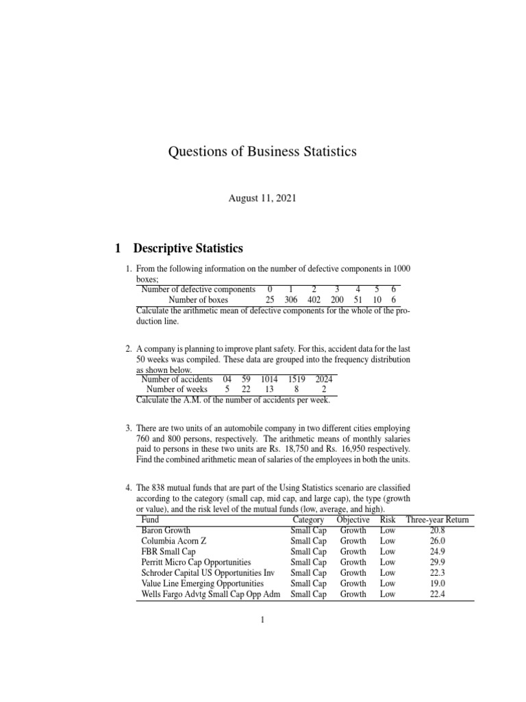 Business Statistics Questions and Solutions | PDF