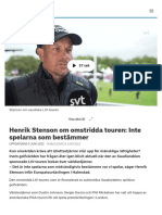 Henrik Stenson Om Omstridda Touren: Inte Spelarna Som Bestämmer - SVT Sport