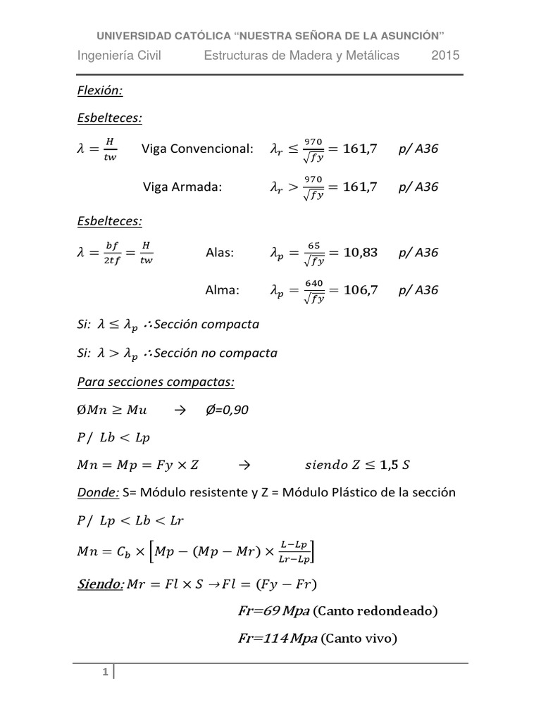 Conceptos básicos de flexión, corte y deflexión en vigas metálicas ...