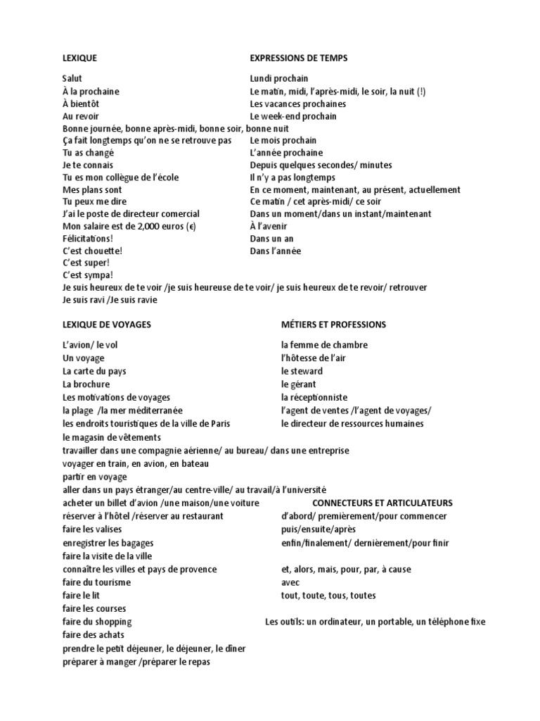 Lexique des expressions de temps | PDF | Personnel navigant