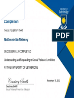 Sexual Viloence Certificate of Completion - Mckenzie Mcelhinney