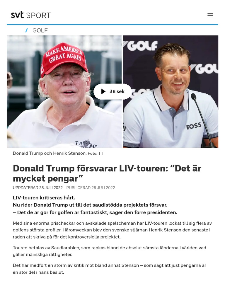 Donald Trump Försvarar LIV-touren: 