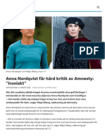 Anna Nordqvist Får Hård Kritik Av Amnesty: "Ironiskt" - SVT Sport