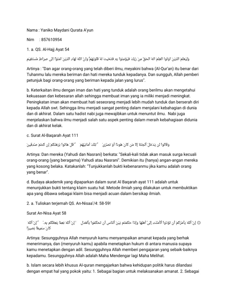 Keterkaitan Ilmu, Iman, dan Politik dalam Islam | PDF