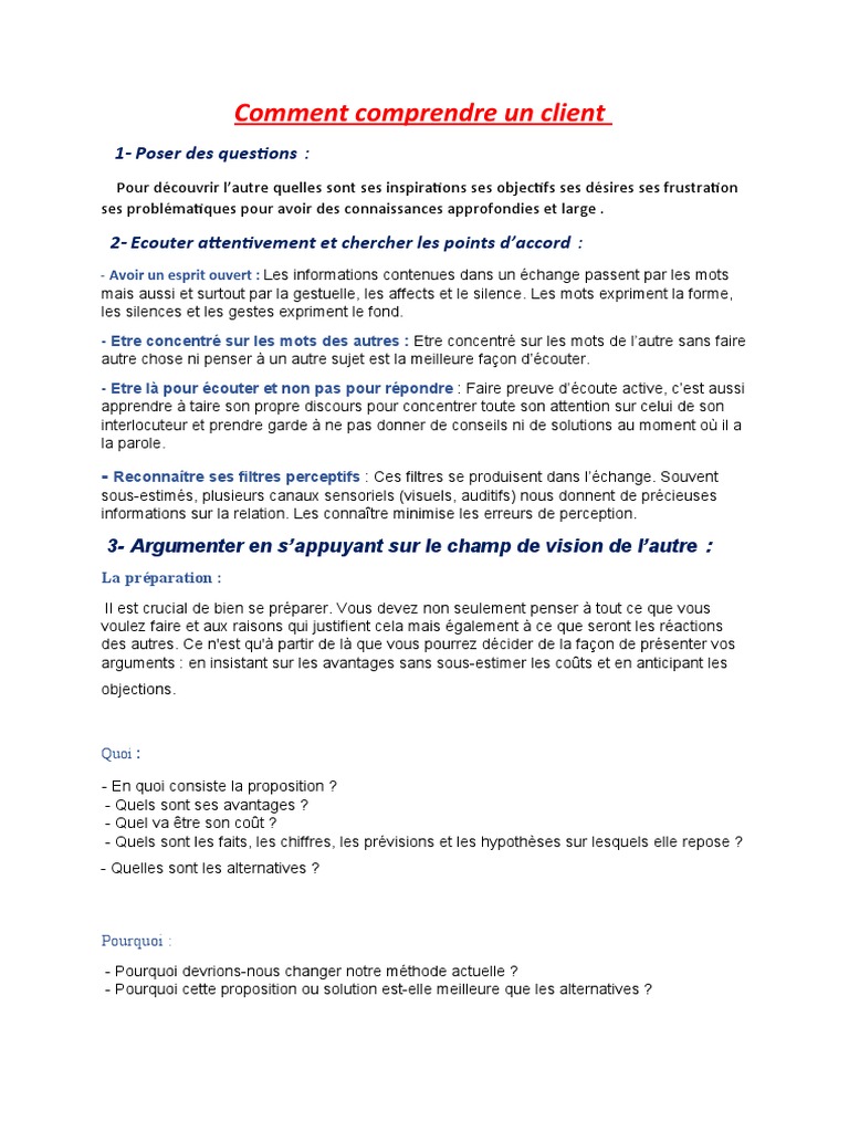 Comprendre un client efficacement | PDF | Évolution de carrière ...