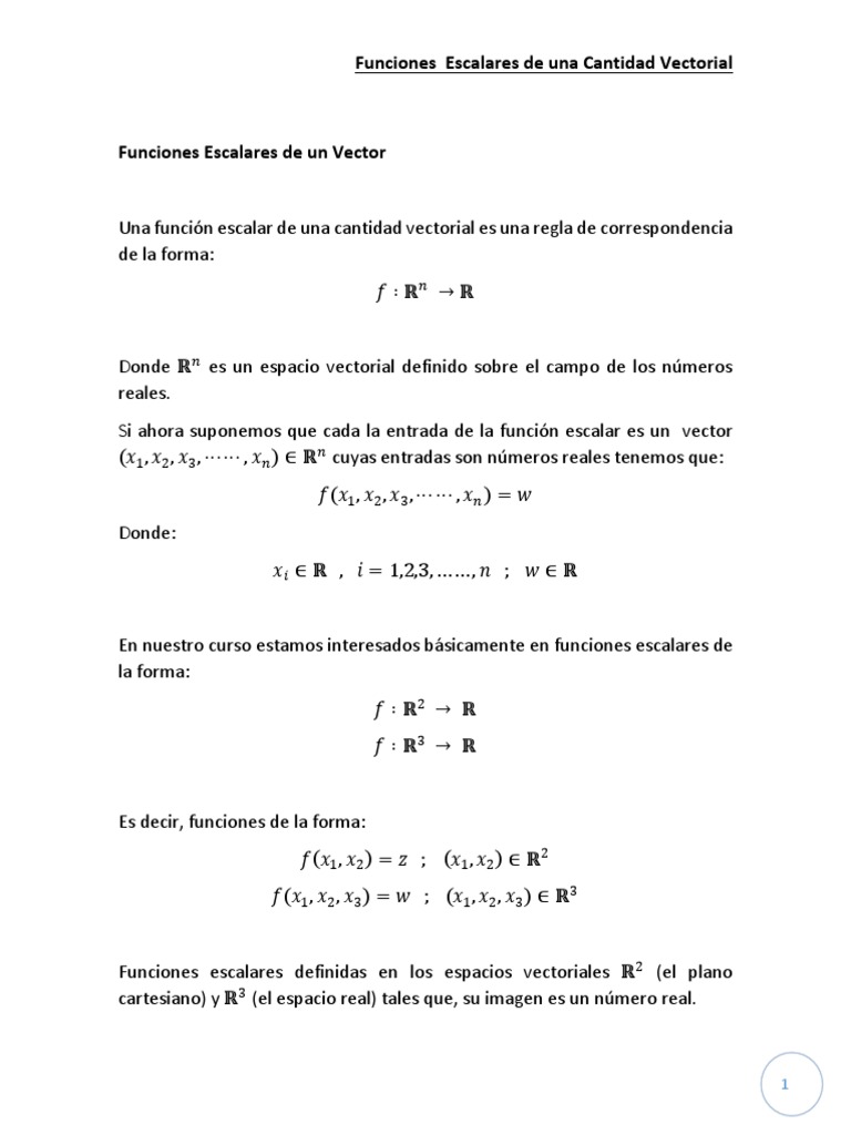 3 Funciones Escalares de Un Vector | PDF | Degradado | Escalar ...
