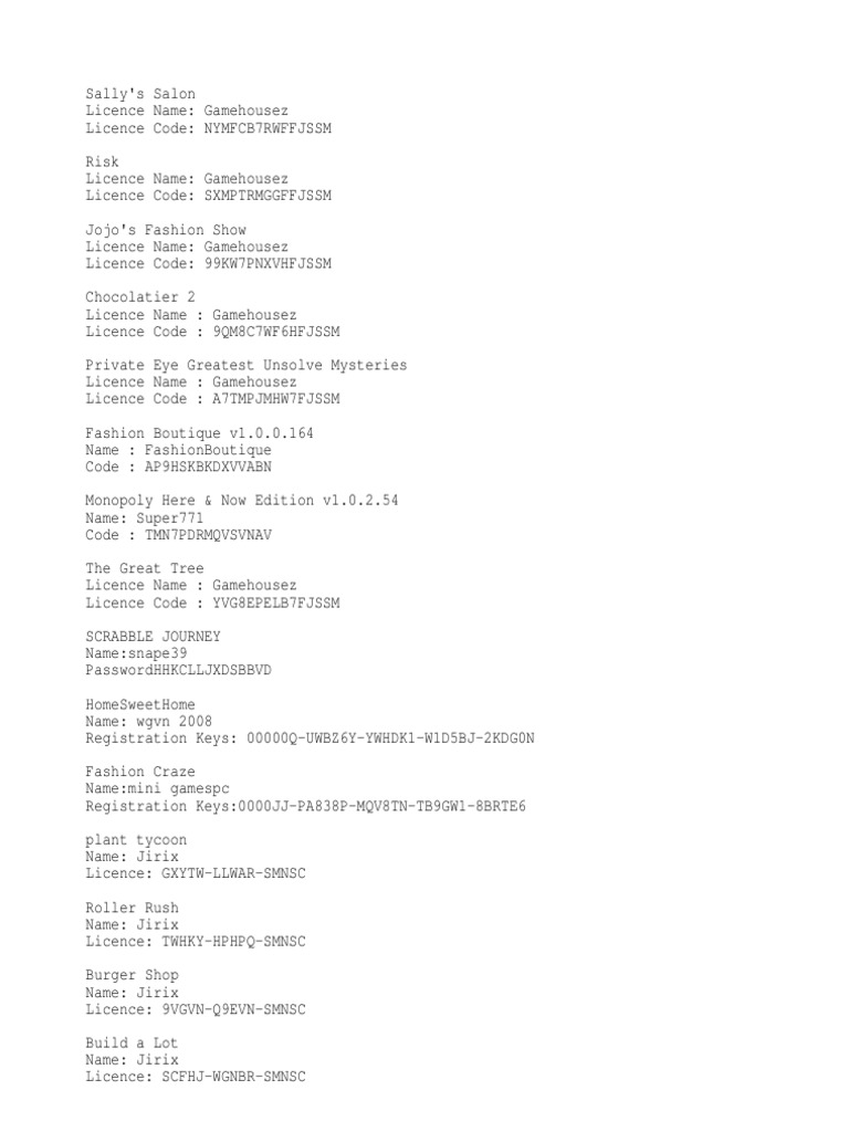 GameHouse License Codes and Keys | PDF | Leisure