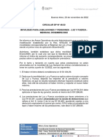 #SeguridadSocial Normativa CIRCULAR DP Nº 46/22 MOVILIDAD PARA JUBILACIONES Y PENSIONES - LUZ Y FUERZA - MENSUAL DICIEMBRE/2022 -23/11/2022