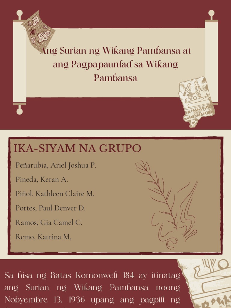 Ang Surian NG Wikang Pambansa at Ang Papaunlad Sa Wikang Pambansa | PDF