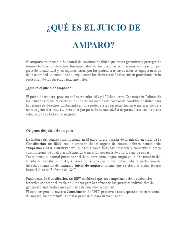 Qué Es El Juicio de Amparo | PDF | Derecho Constitucional | Constitución